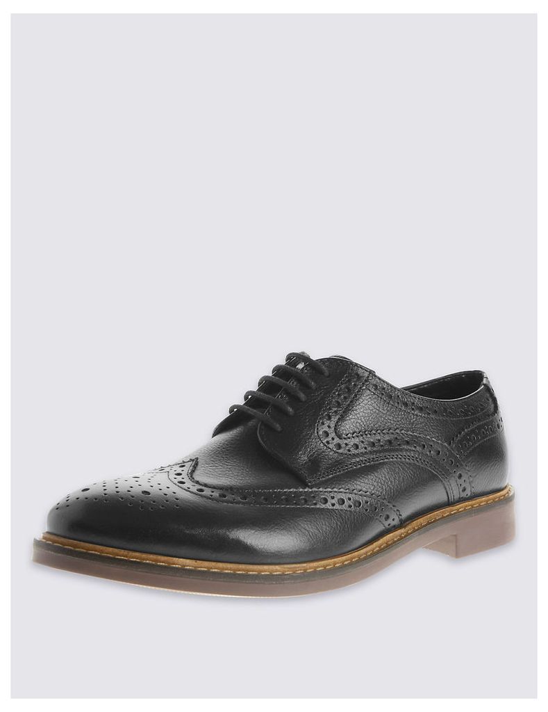 M&S Collection Extra Wide Fit Leather Brogue Shoes