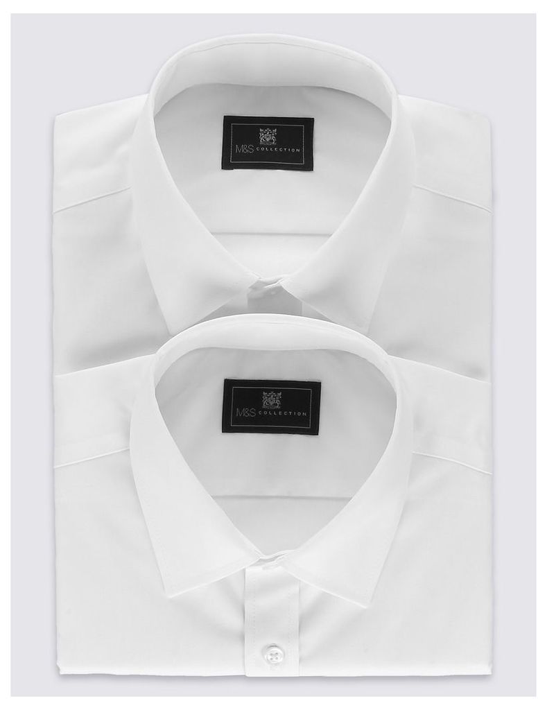 M&S Collection 2 Pack Cotton Rich Non-Iron Shirts