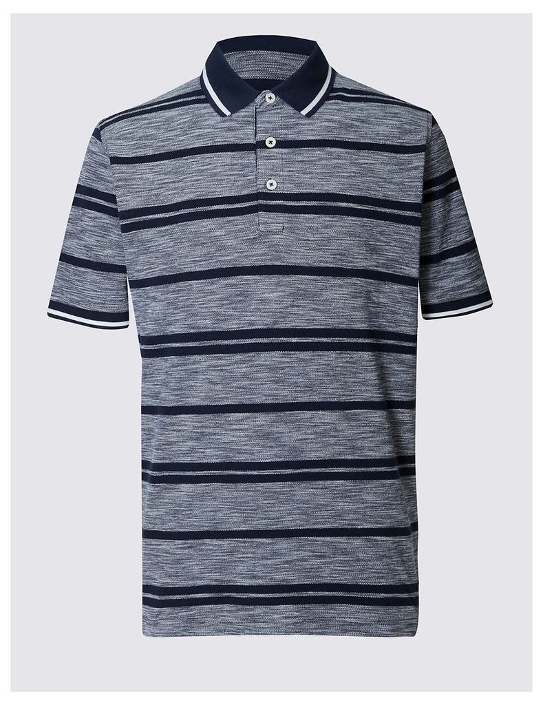 Blue Harbour Pure Cotton Striped Polo Shirt