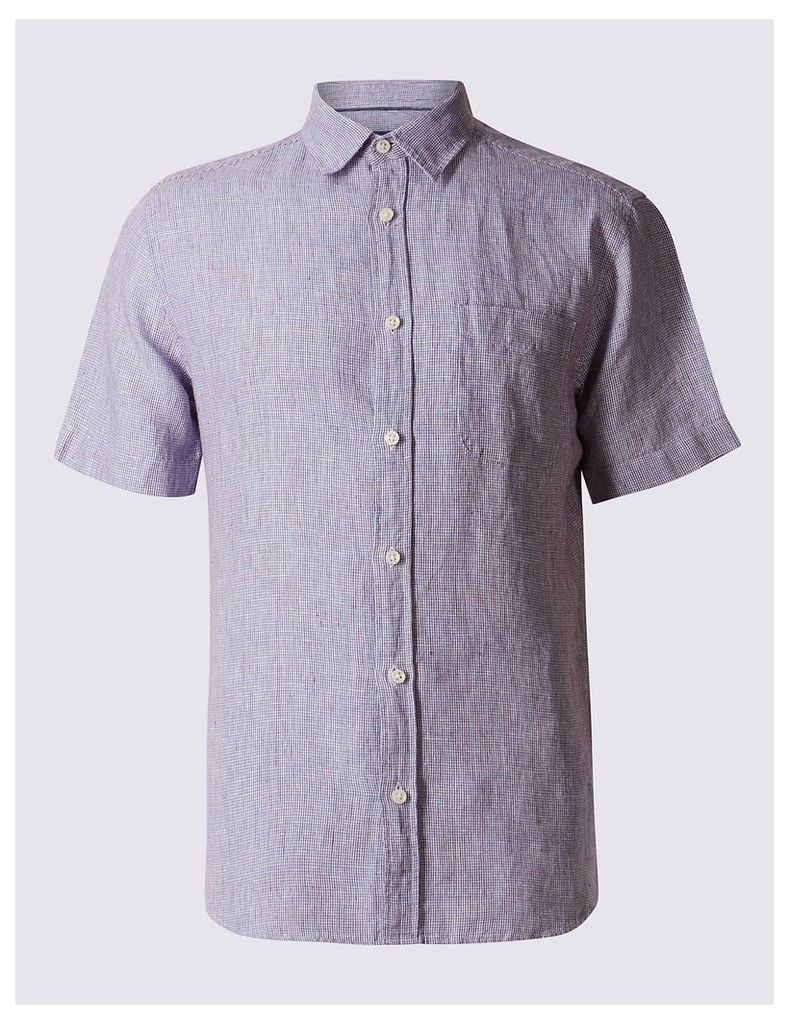 M&S Collection Pure Linen Easy Care Slim Fit Shirt