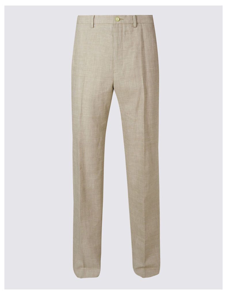 M&S Collection Big & Tall Regular Linen Miracle Trousers