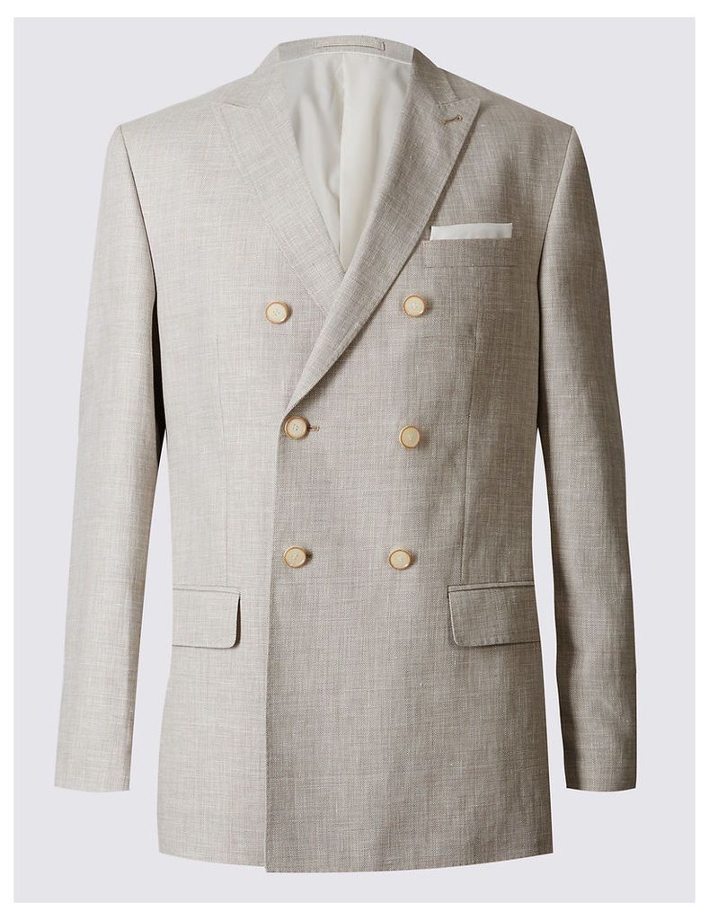 M&S Collection Linen Miracle Double Breasted Jacket