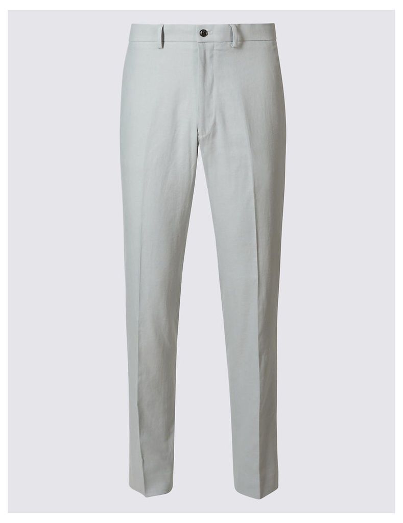 M&S Collection Linen Rich Tailored Fit Trouser