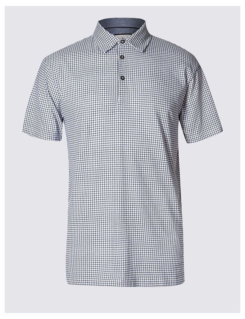 M&S Collection Big & Tall Pure Cotton Checked Polo Shirt