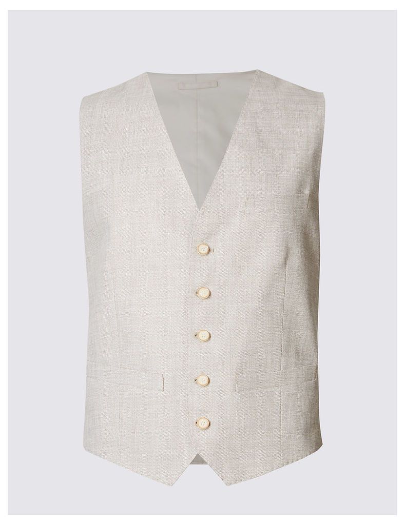 M&S Collection Linen Miracle Regular Fit Waistcoat