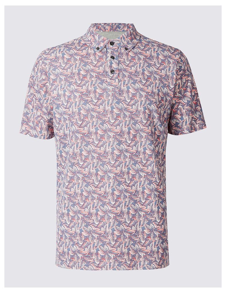 M&S Collection Pure Cotton Printed Polo Shirt