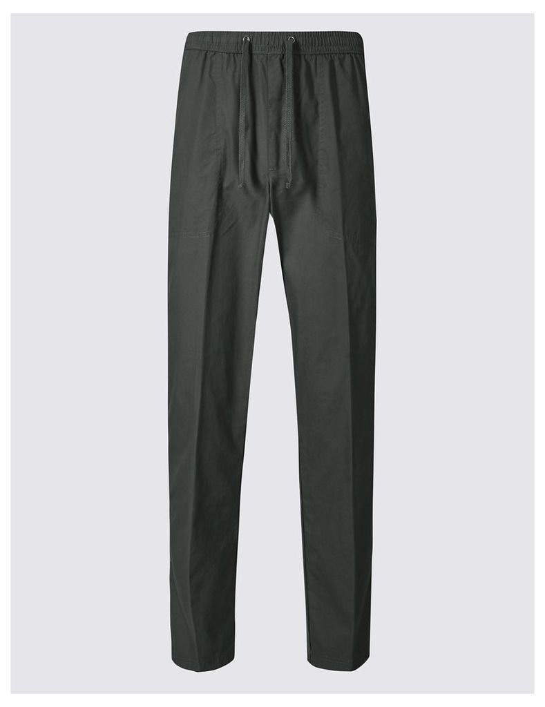 M&S Collection Regular Fit Pure Cotton Trousers