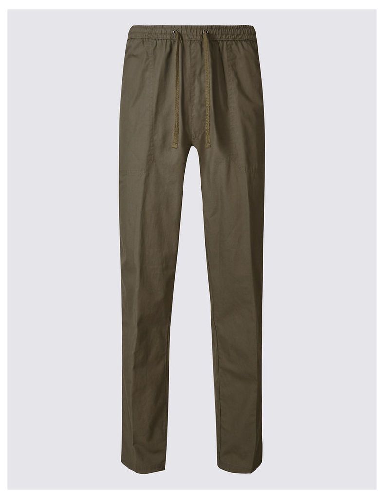 M&S Collection Regular Fit Pure Cotton Trousers
