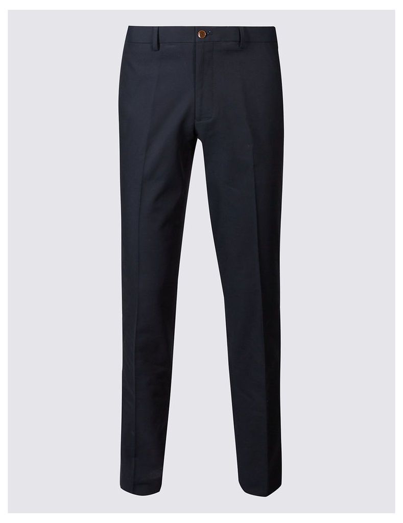 M&S Collection Slim Fit Pure Cotton Textured Trousers