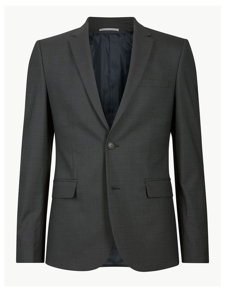 M&S Collection Charcoal Textured Skinny Fit Jacket