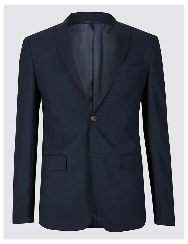 M&S Collection Luxury Big & Tall Navy Skinny Fit Wool Jacket