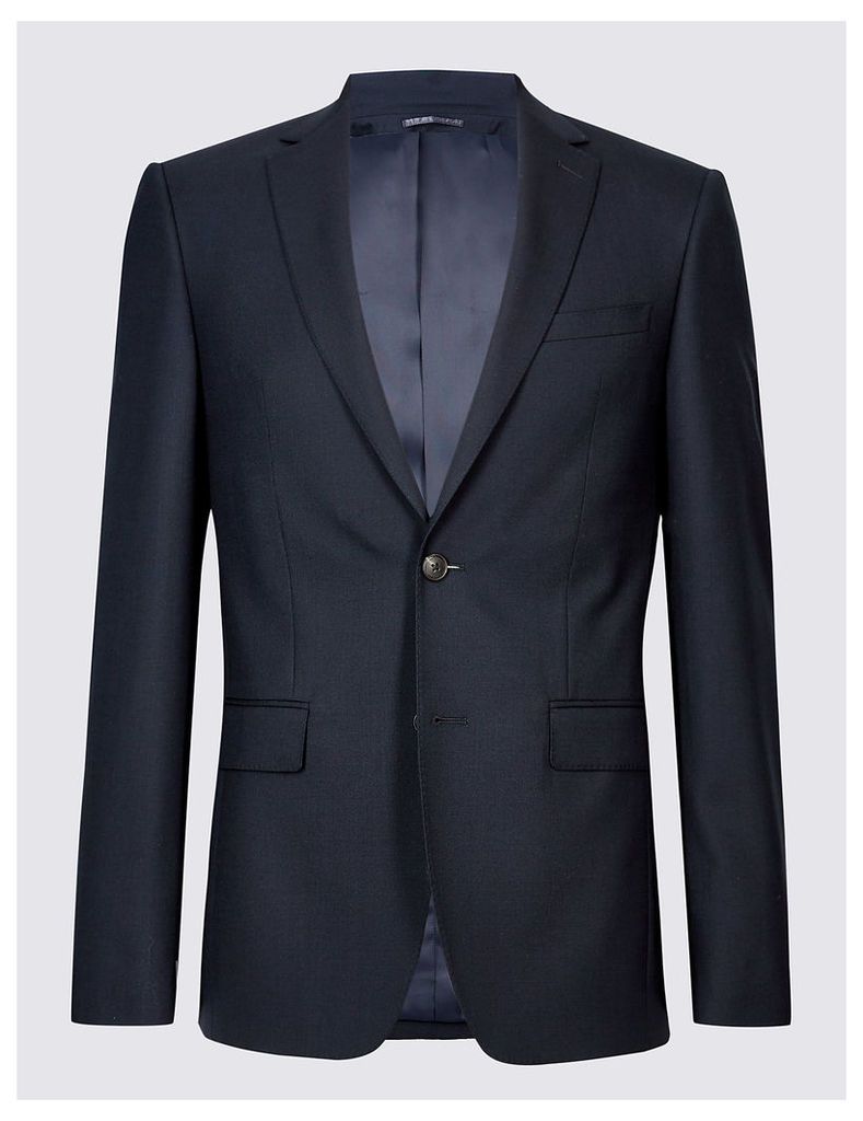 M&S Collection Luxury Navy Slim Fit Wool Jacket