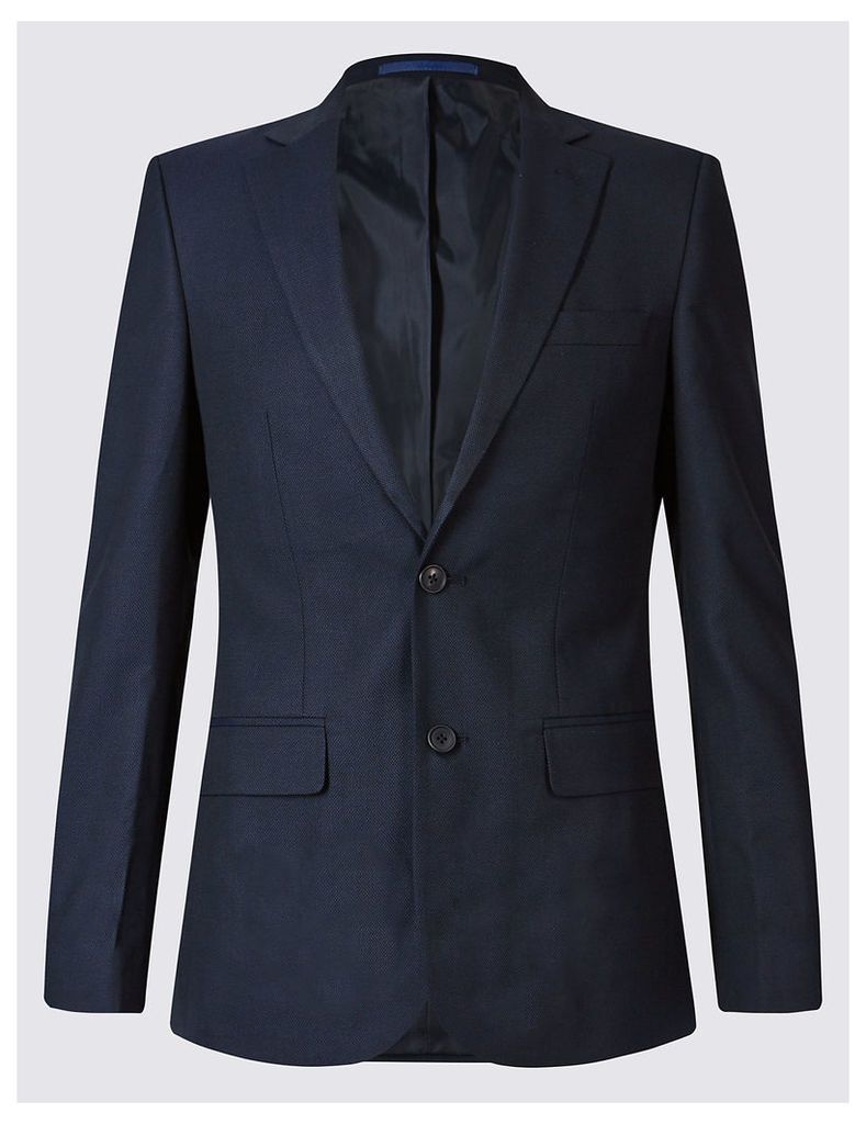 M&S Collection Navy Textured Slim Fit Jacket
