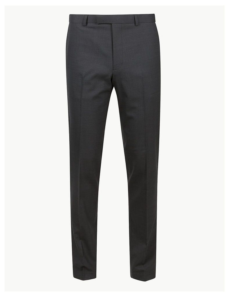 M&S Collection Charcoal Textured Skinny Fit Trousers
