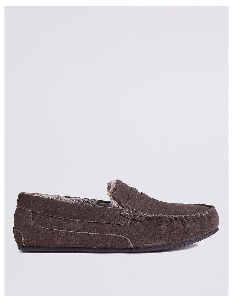 M&S Collection Suede Slip-on Slippers with Freshfeet