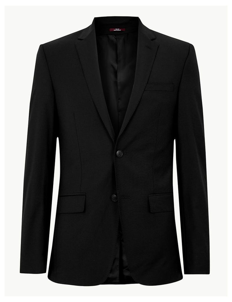 M&S Collection Luxury Black Slim Fit Wool Jacket