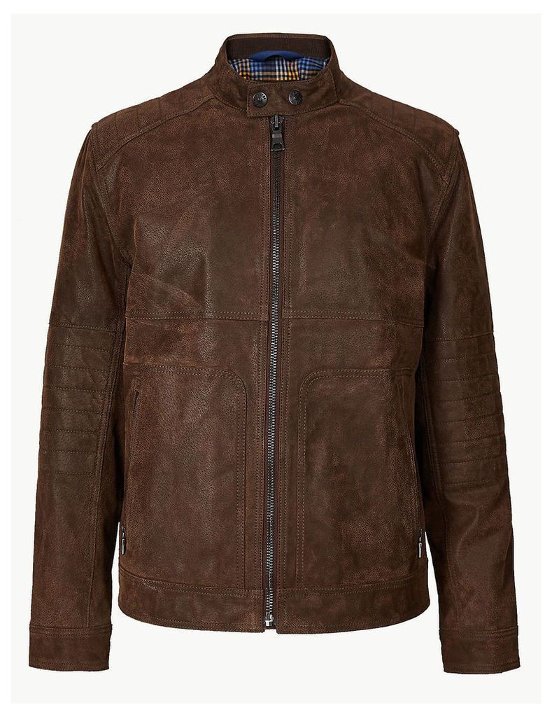 M&S Collection Suede Leather Biker Jacket