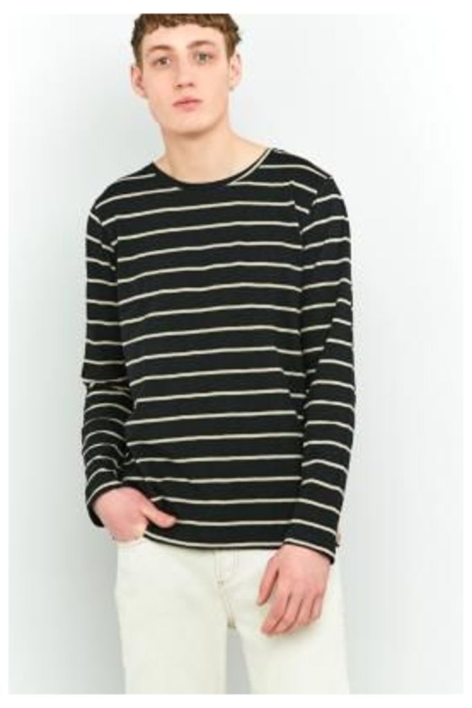 Nudie Jeans Orvar Black Breton Stripe Long-Sleeve T-shirt, Black