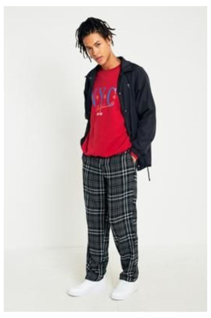 UO Brushed Grey Check Skate Trousers, grey