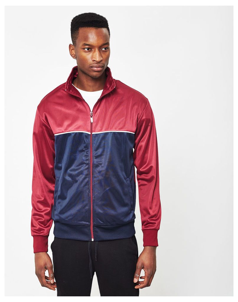 The Idle Man Track Top Burgundy & Navy