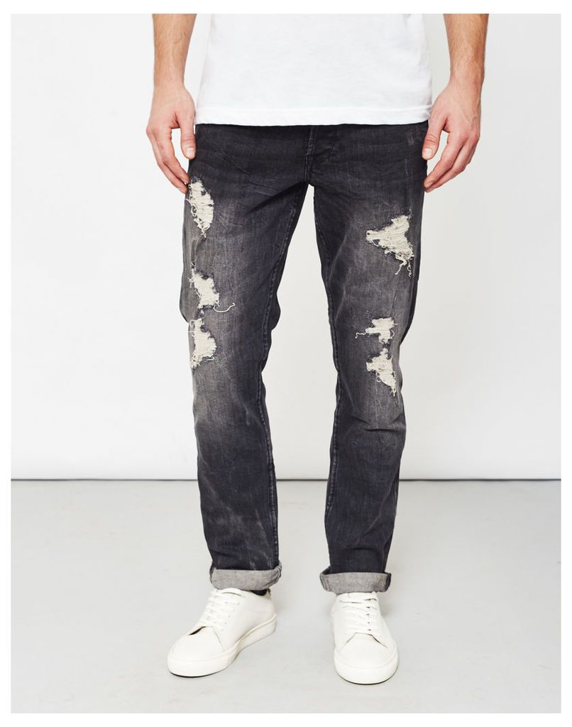 Only & Sons Weft Destroyed Dark Grey Denim Jeans