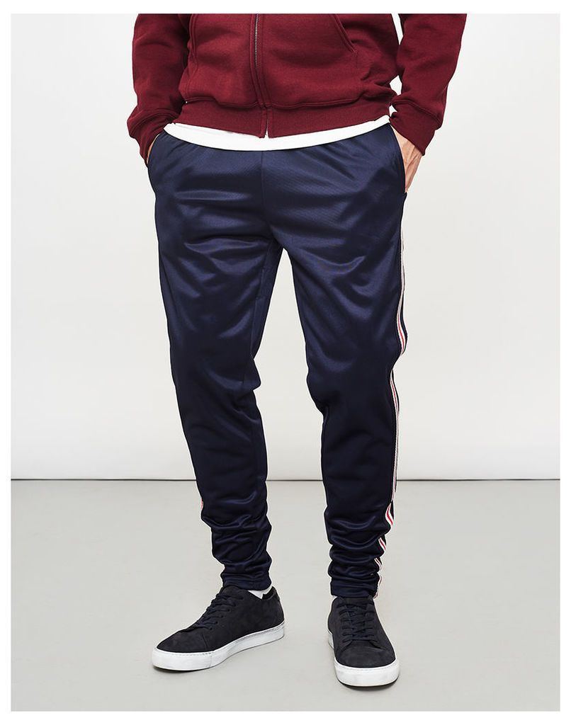 The Idle Man Contrast Stripe Joggers With Pockets Navy