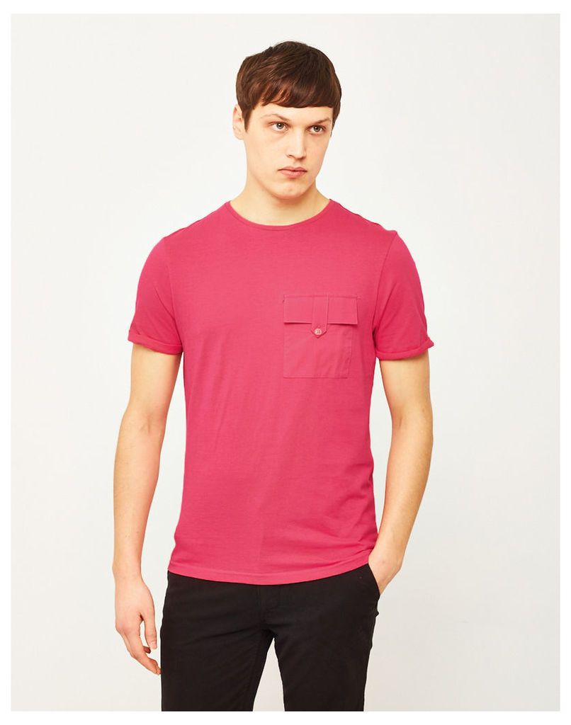 The Idle Man Button Pocket T-Shirt Pink
