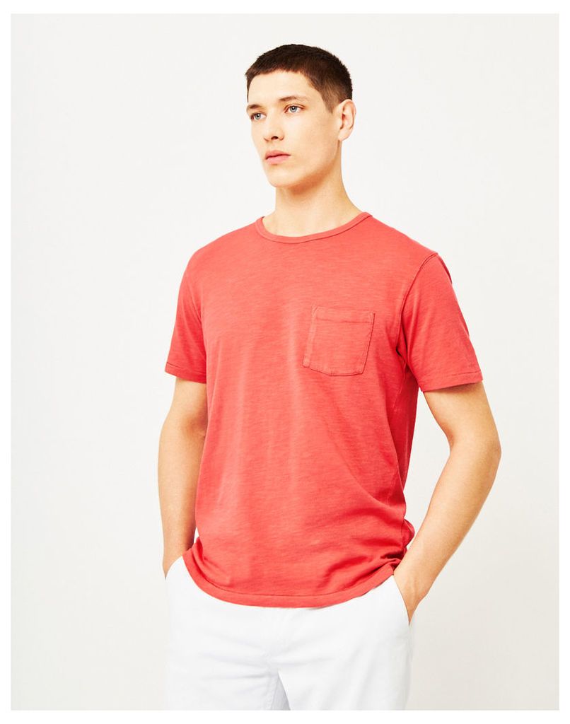Hawksmill Garment Dyed Slub Pocket T-Shirt Red