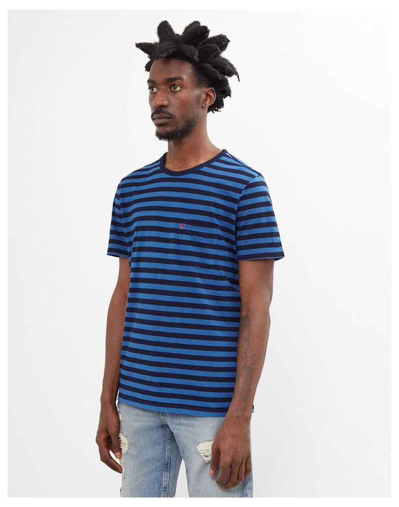 Levi's Pocket Blue and Black Stripe T-Shirt