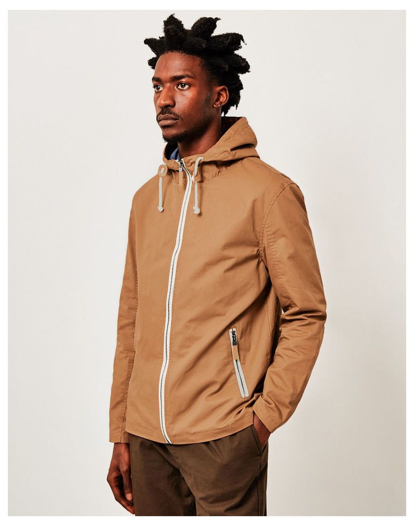 The Idle Man Cotton Lightweight Hooded Jacket Stone
