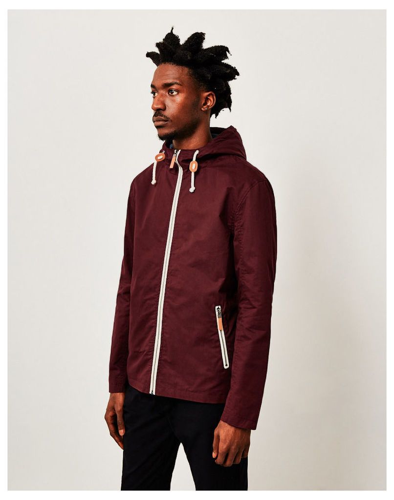 The Idle Man Cotton Lightweight Hooded Jacket Burgundy