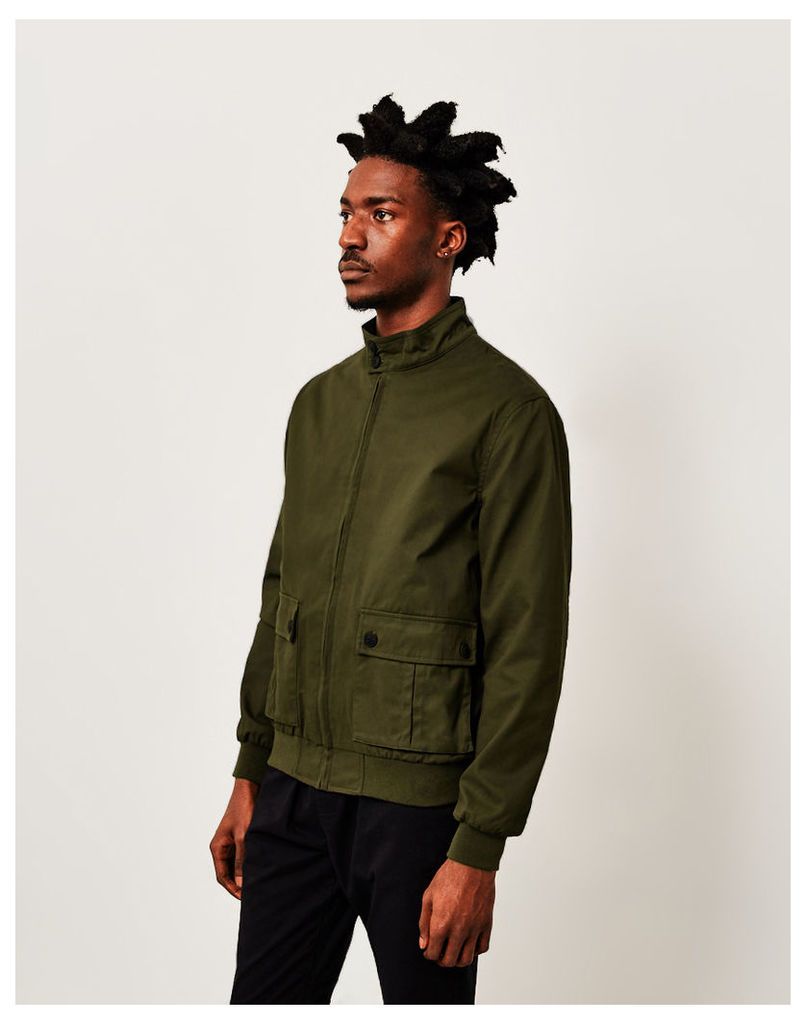The Idle Man Collared Bomber Jacket Green