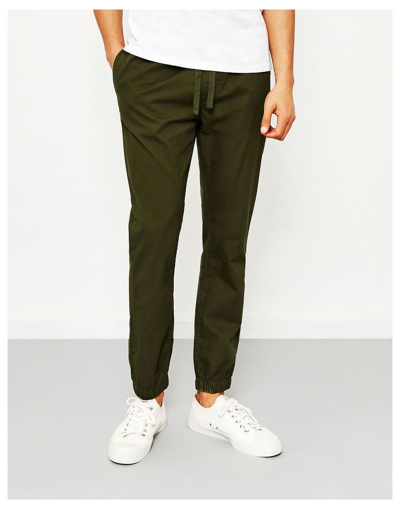 The Idle Man Cotton Elasticated Cuff Trouser Green