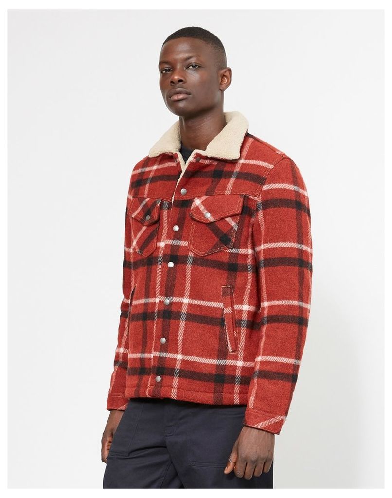 Nudie Jeans Co Lenny Wool Check Jacket Red