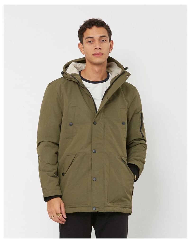 The Idle Man Sherpa Lined Parka Green