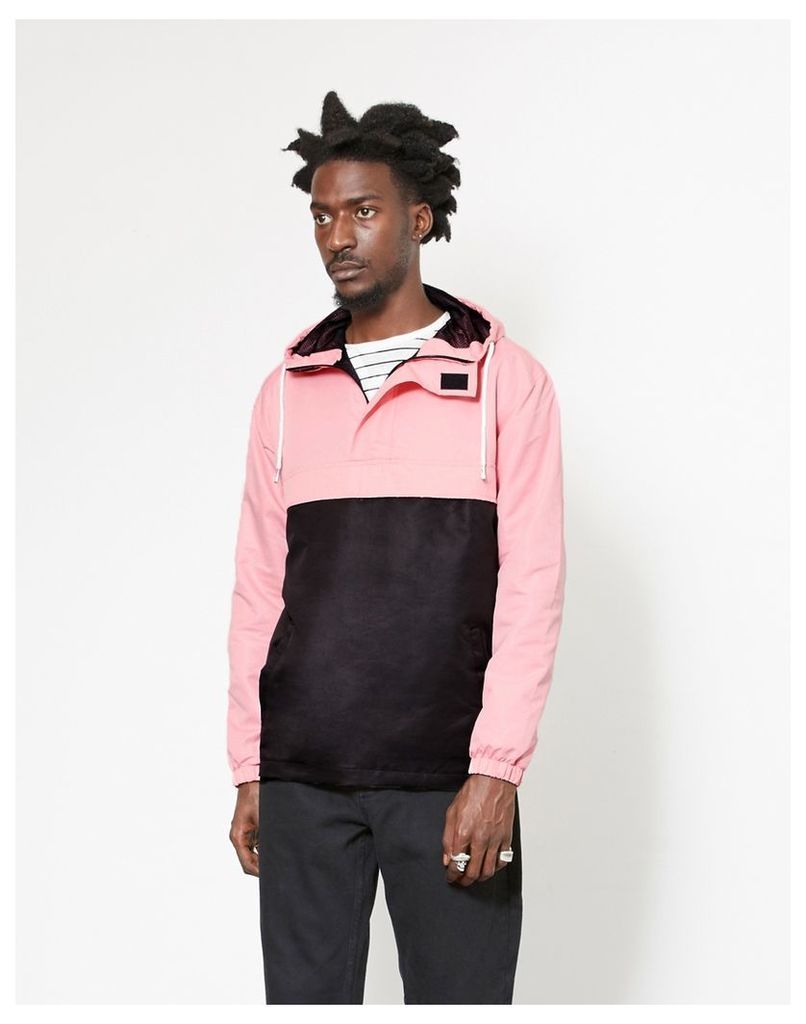 The Idle Man Overhead Pullover Jacket Black & Pink