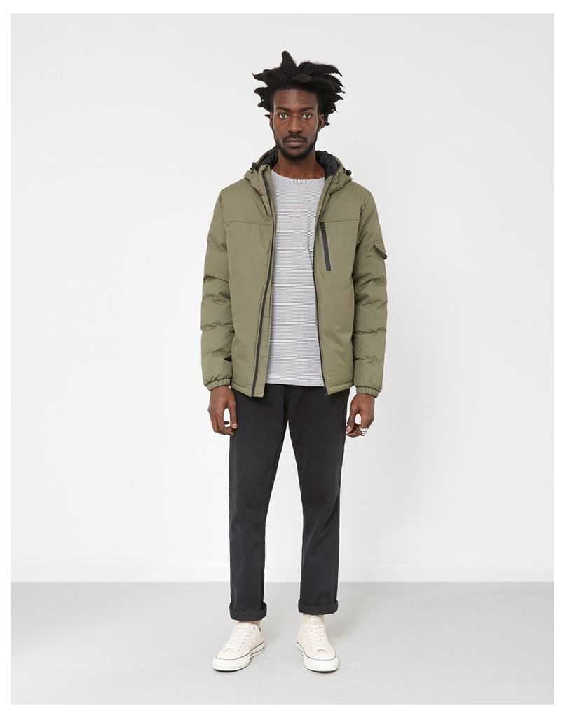 The Idle Man Panelled Puffer Jacket Green