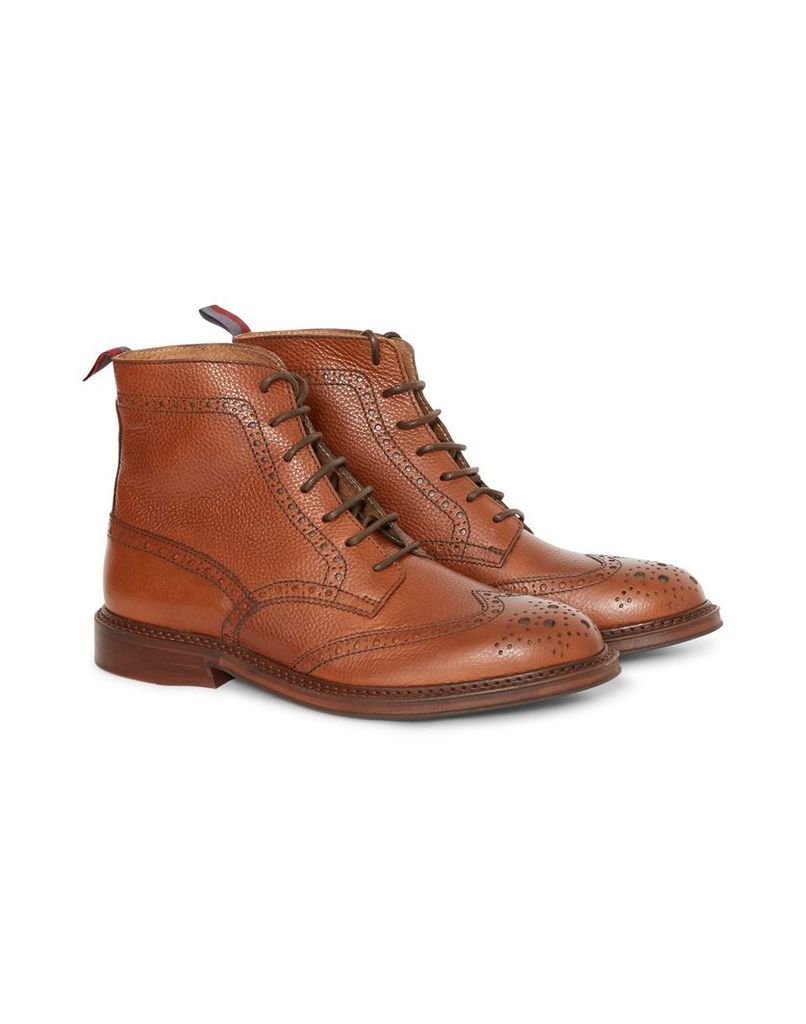 The Idle Man Leather Brogue Boot Tan