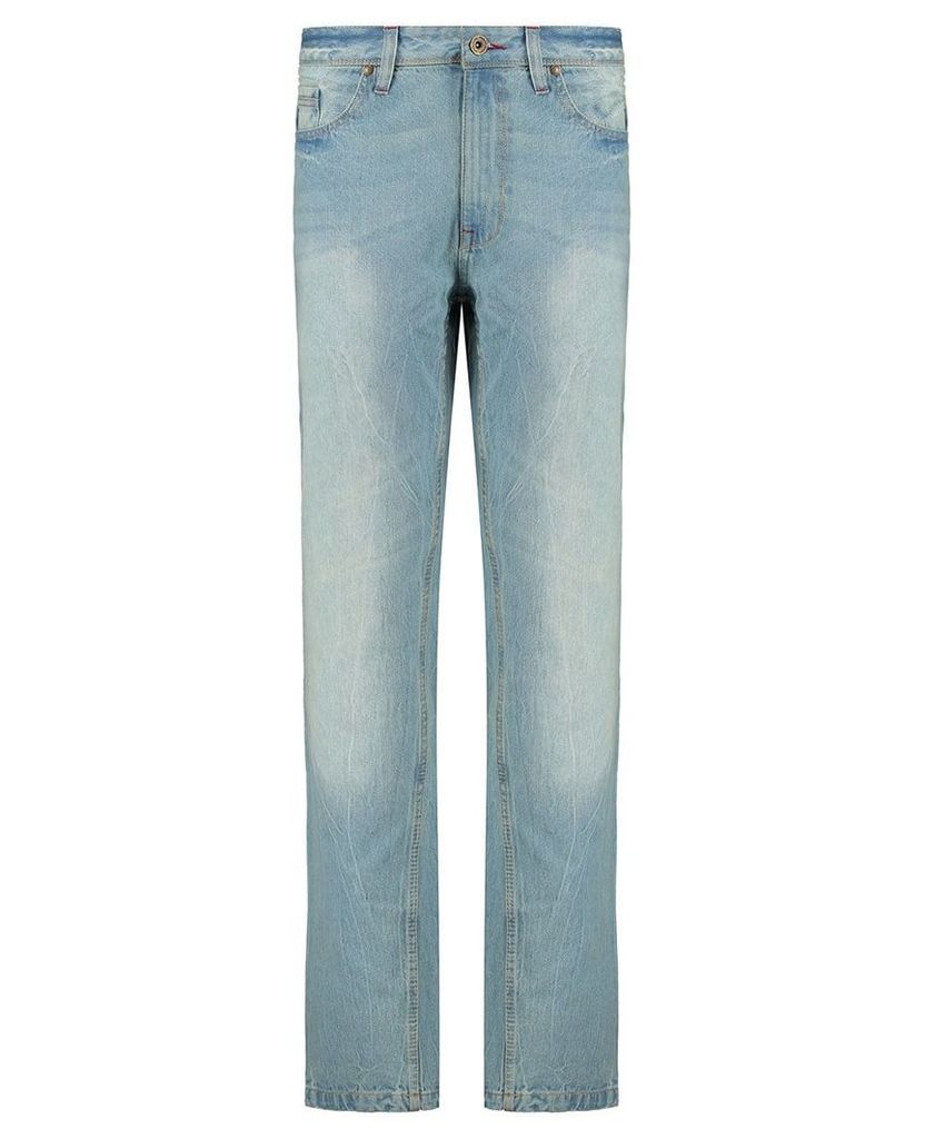 Men's Blue Inc Light Stone 5 Pocket Straight Fit Denim Jeans, Blue