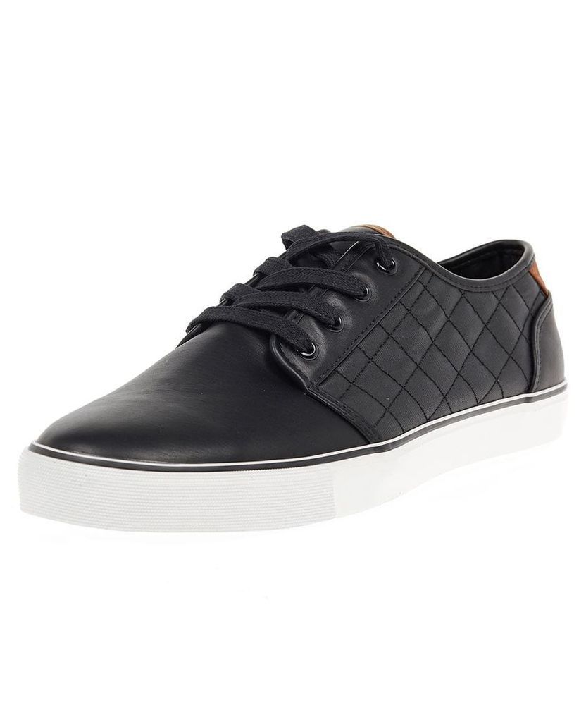 Men's Blue Inc Black Quilted PU Trainers, Black