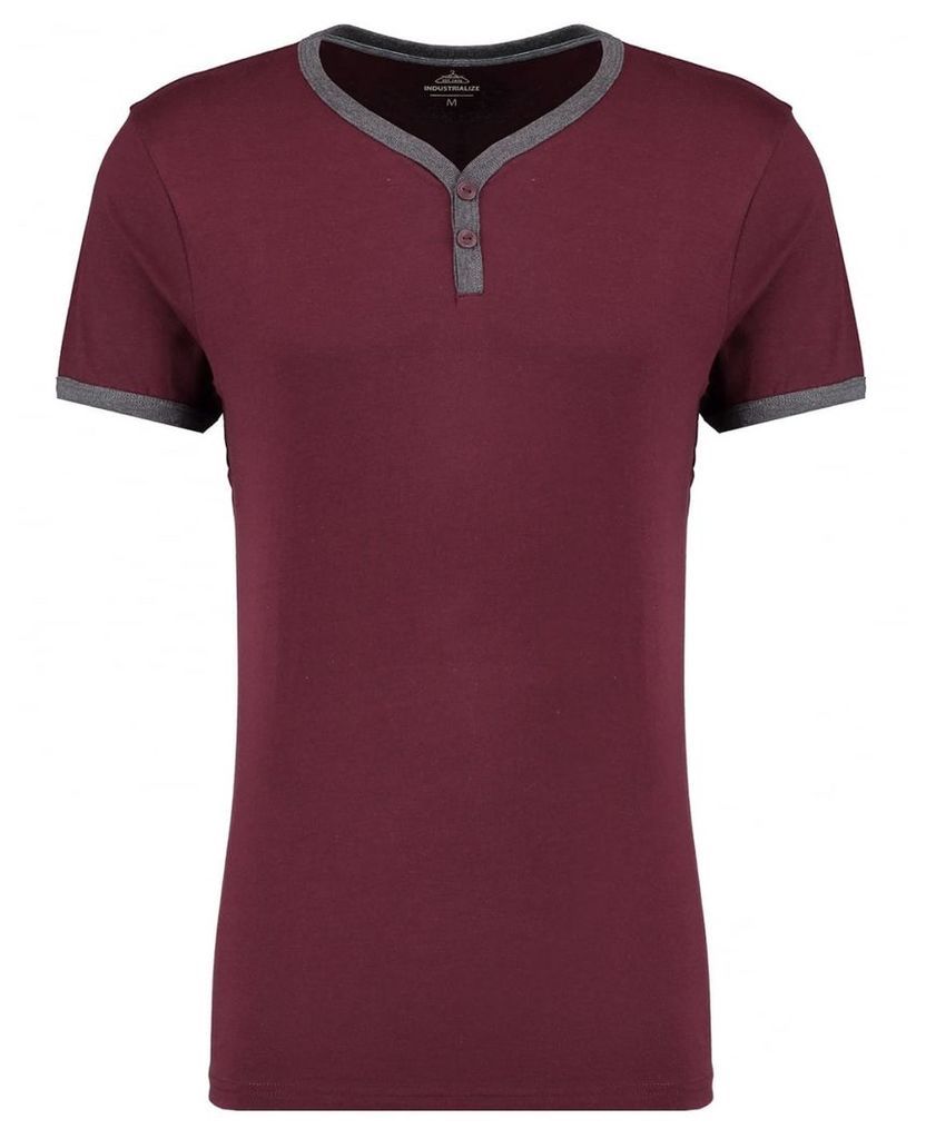 Men's Blue Inc Maroon Everyday Basic And Comfortable Y Neck Jersey T-shirt, Red
