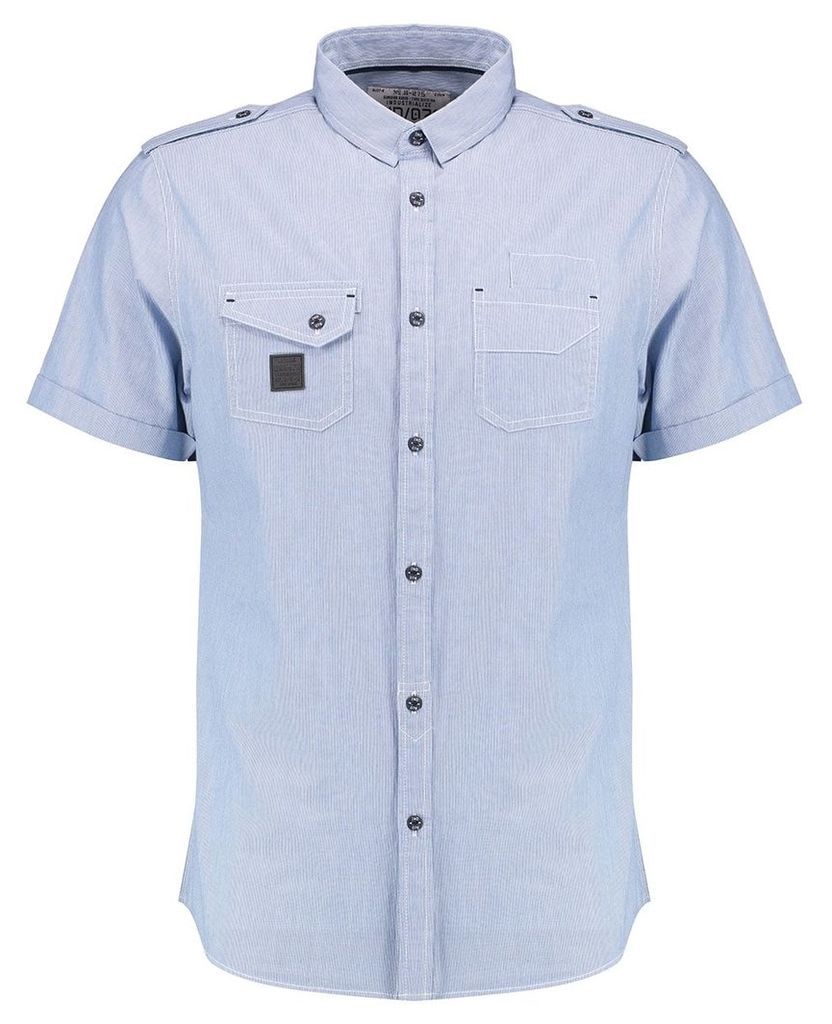 Men's Blue Inc Blue Short Sleeve Slub Coded Shirt, Blue