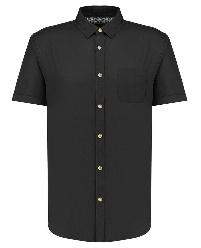 Men's Blue Inc Black Poplin Short Sleeve Shirt, Black