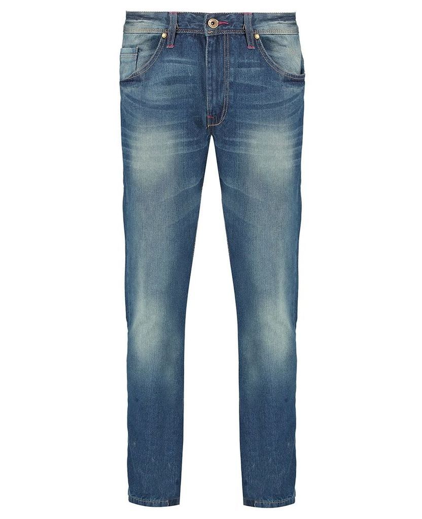 Men's Blue Inc Dark Stone 5 Pocket Straight Fit Denim Jeans, Blue