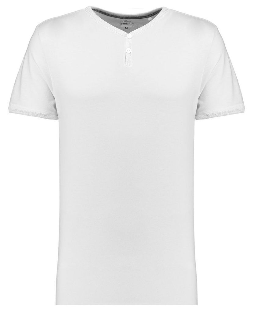 Men's Blue Inc White Everyday Casual And Comfortable Grandad T-shirt, White