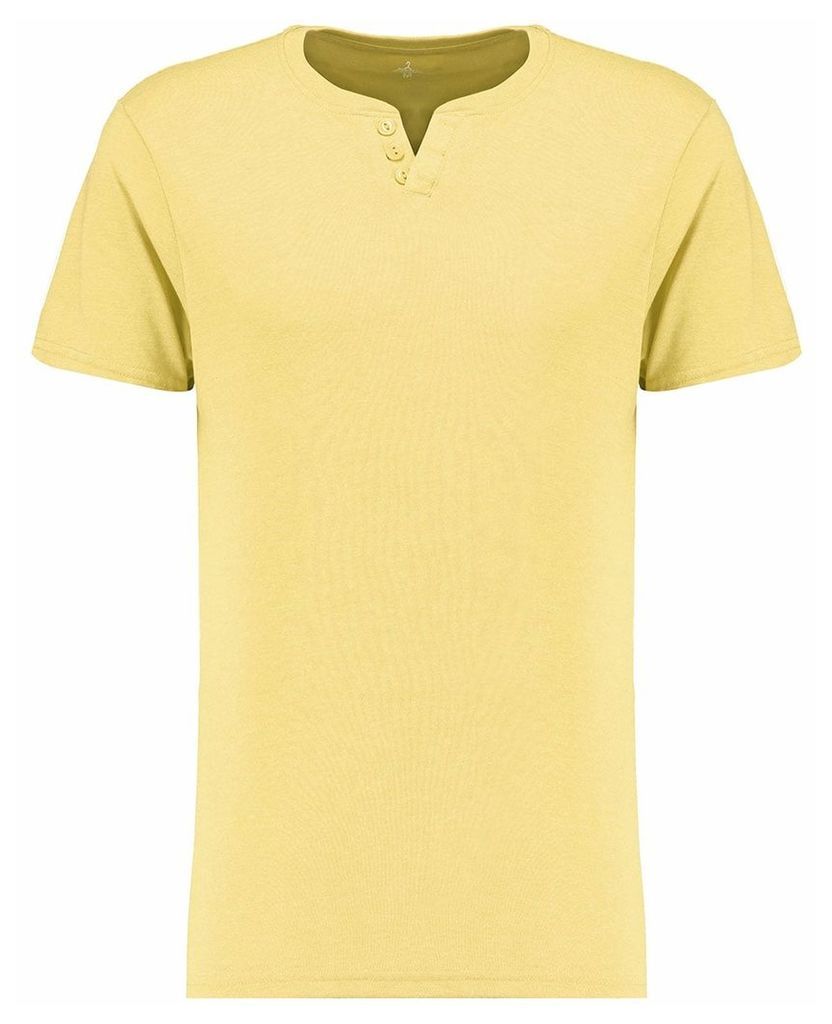 Men's Blue Inc Yellow Everyday Basic Notch Neck T-shirt, Yellow