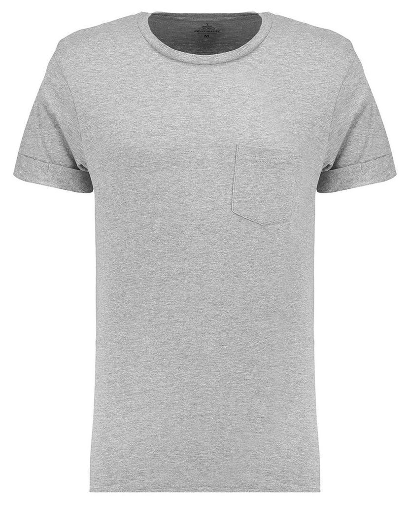 Men's Blue Inc Light Grey Marl Basic Pocket Roll Sleeve Crew T-shirt, Grey
