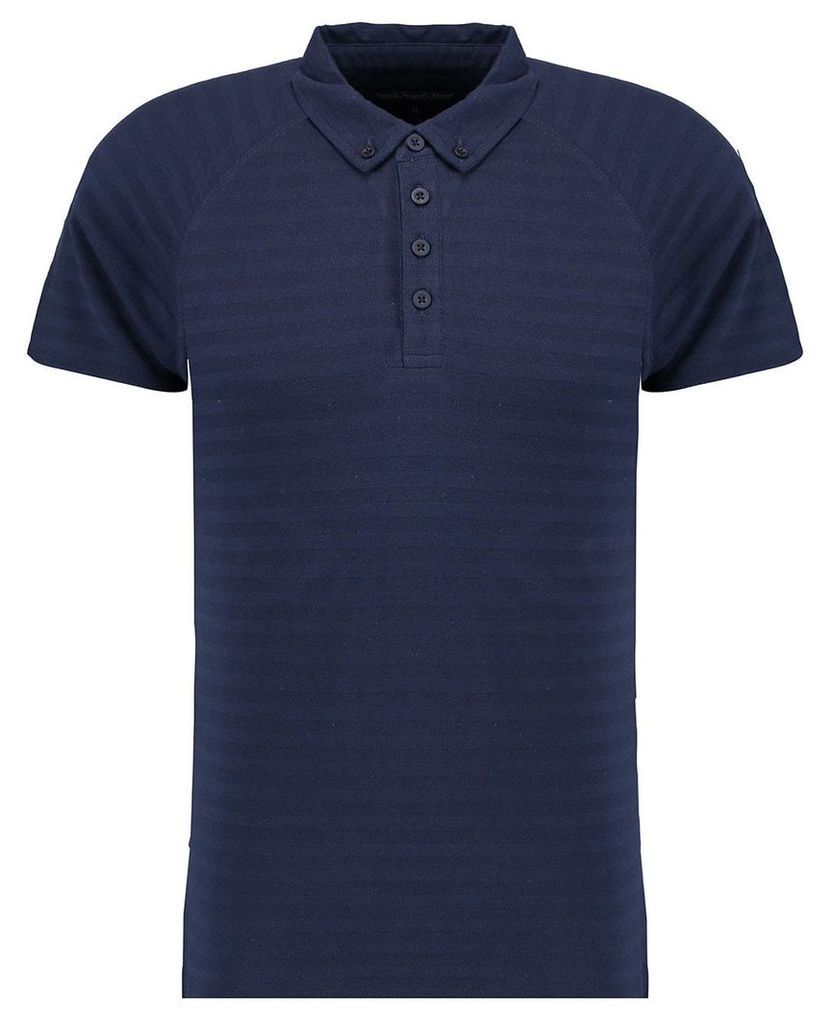 Men's Blue Inc Navy Blue Soft All Over Textured Striped Polo, Blue