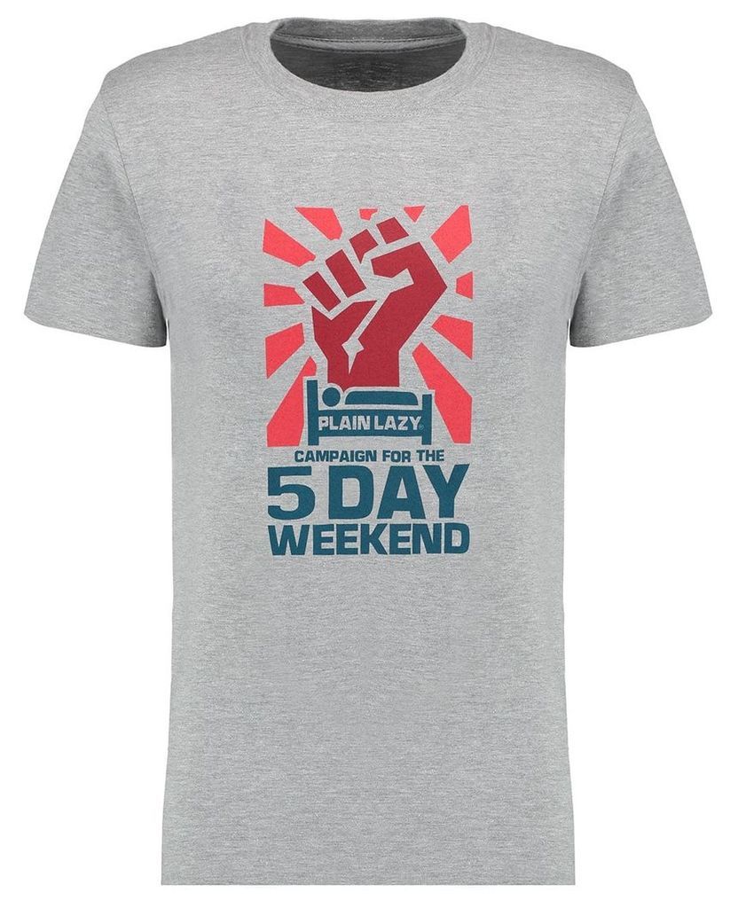 Men's Blue Inc Grey Five Day Weekend Print T-Shirt, Grey