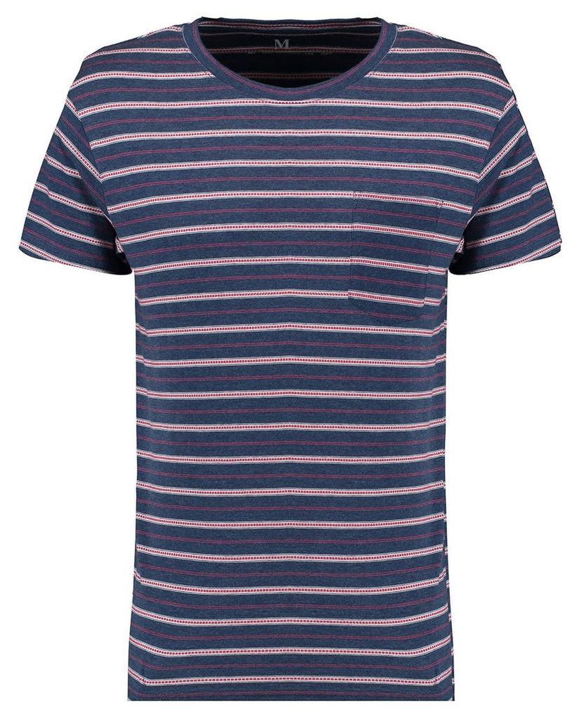 Men's Blue Inc Navy Blue All Over Pattern Stripe T-Shirt, Blue
